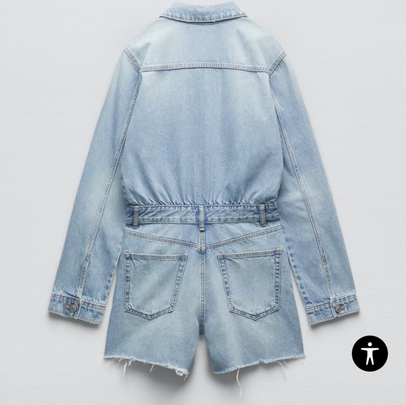 Zara Short Denim Jumpsuit - Picture 2 of 5